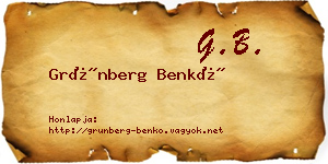 Grünberg Benkő névjegykártya